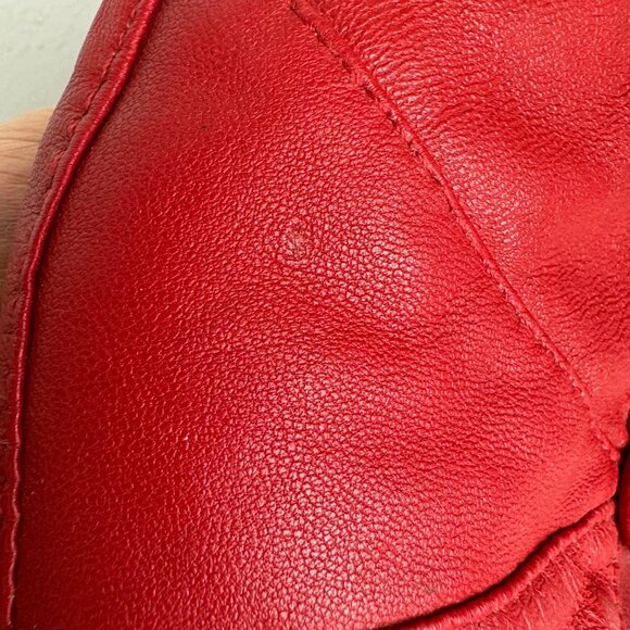 Vintage Newsboy Cap Hat Red Soft 100% Leather